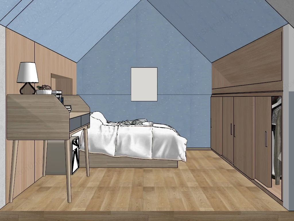 Minimalist Loft Bedroom sketchup model preview - SketchupBox