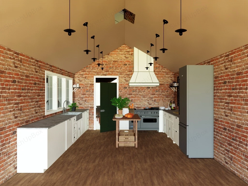 Brick Kitchen Design sketchup model preview - SketchupBox