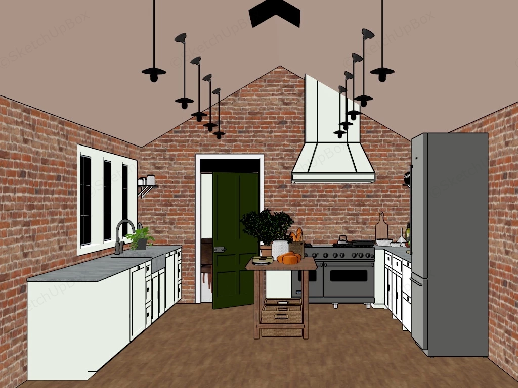Brick Kitchen Design sketchup model preview - SketchupBox