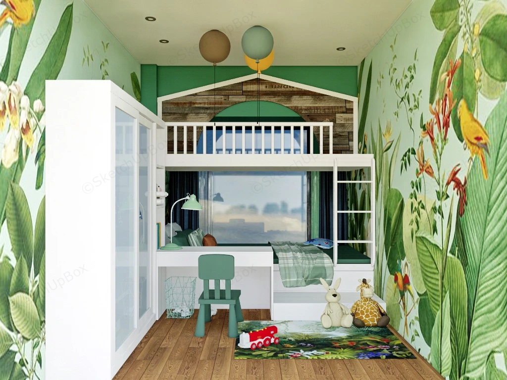 Nature Themed Kids Room sketchup model preview - SketchupBox