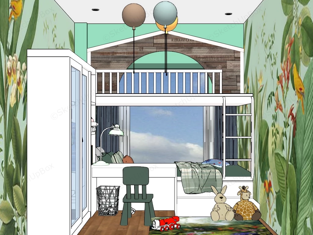 Nature Themed Kids Room sketchup model preview - SketchupBox