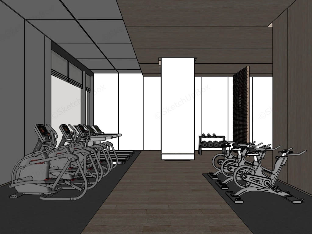 Office Gym Design sketchup model preview - SketchupBox