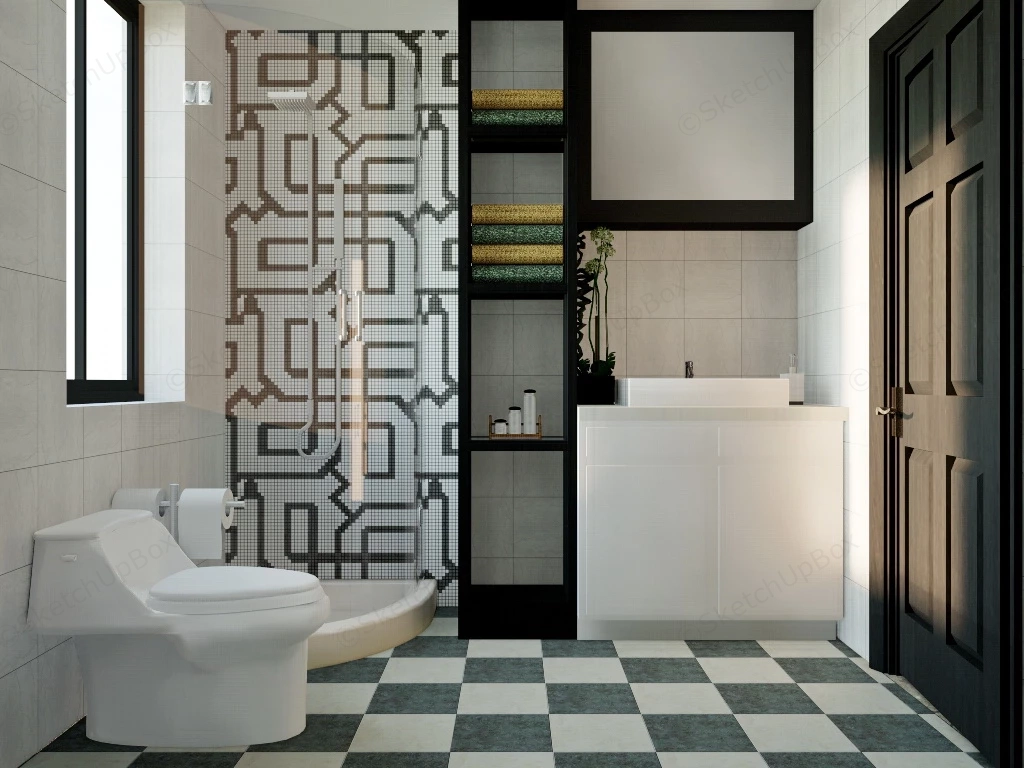 Compact Bathroom Design sketchup model preview - SketchupBox