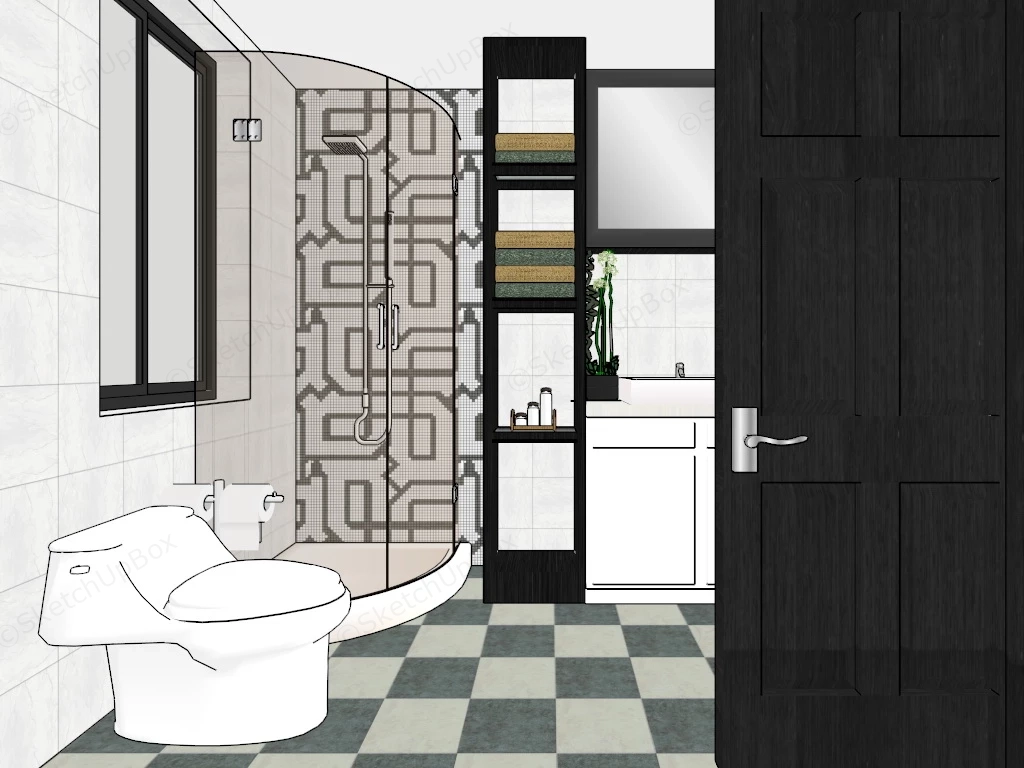 Compact Bathroom Design sketchup model preview - SketchupBox