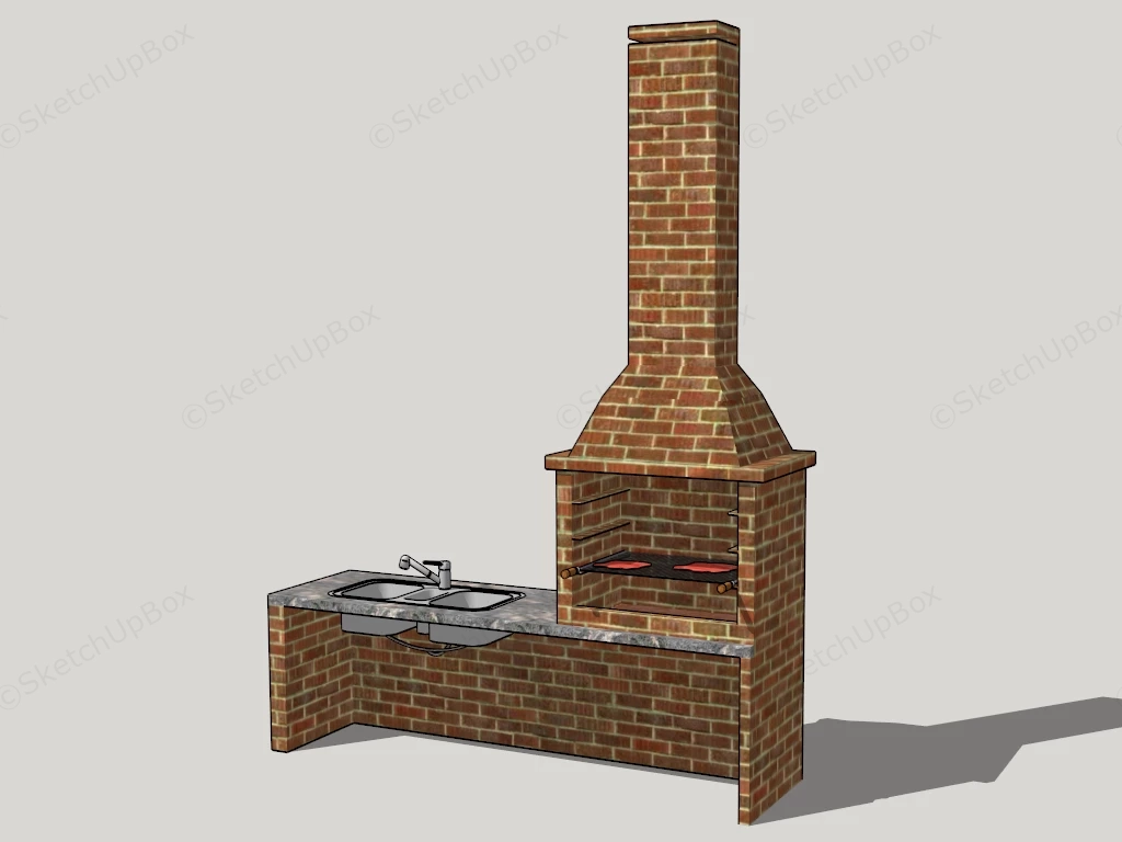 Brick Outdoor Kitchen sketchup model preview - SketchupBox