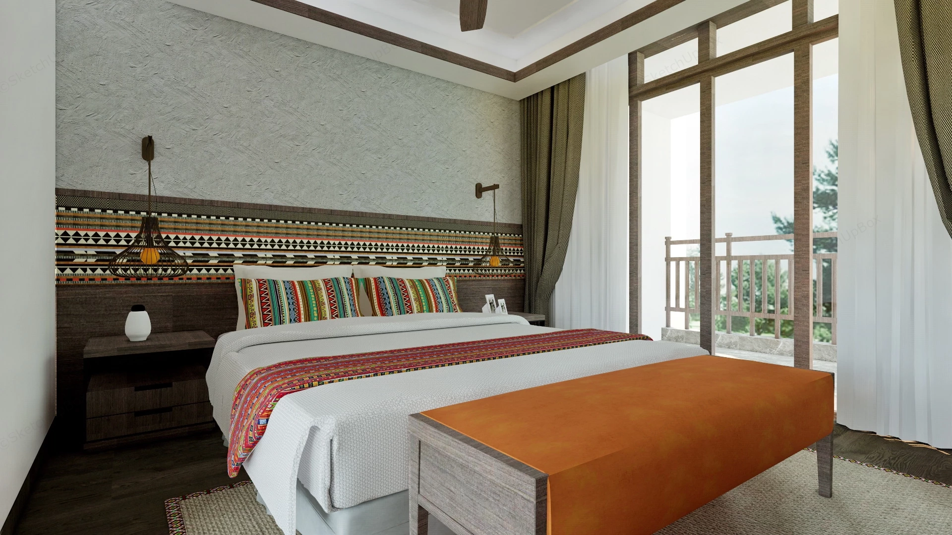 1 Bedroom Asian Style Apartment sketchup model preview - SketchupBox