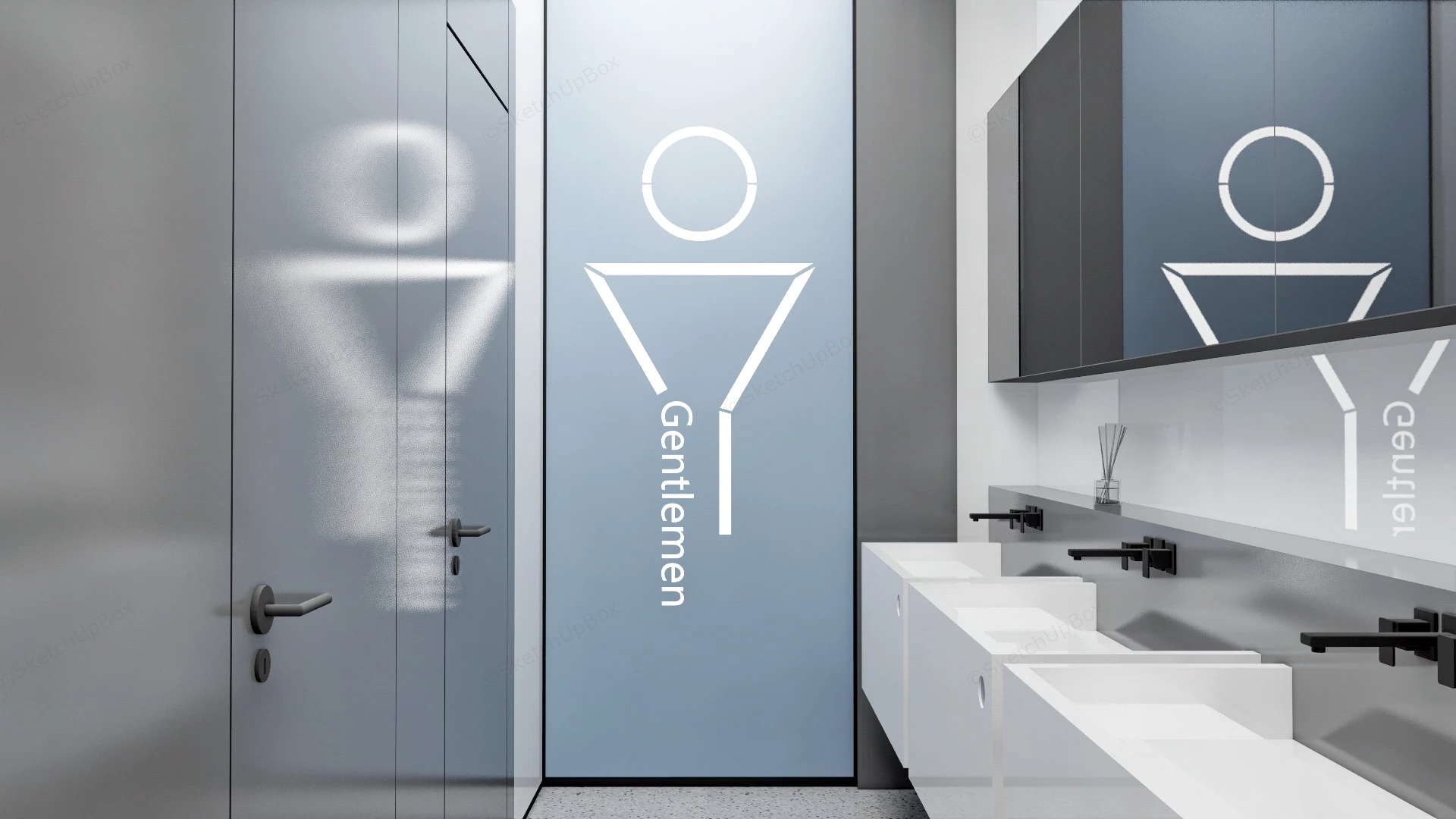 Public Gentlemen Restroom sketchup model preview - SketchupBox