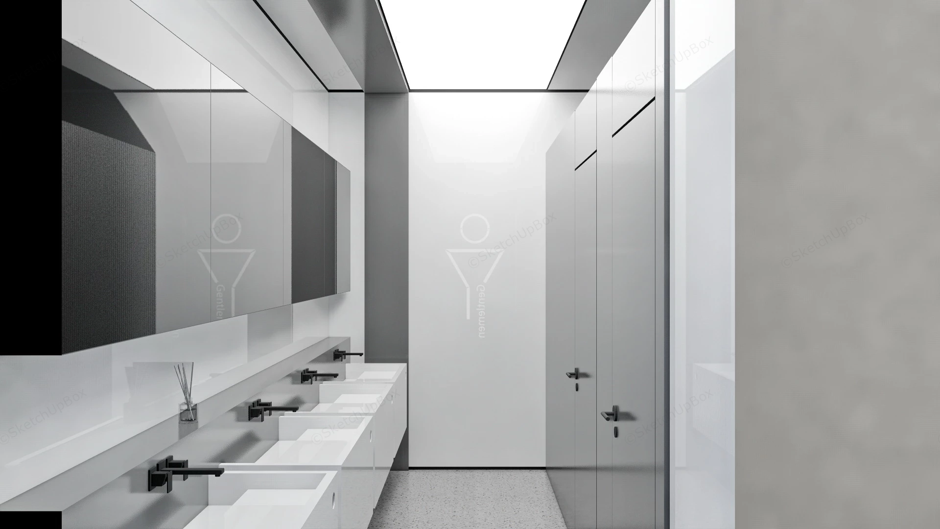Public Gentlemen Restroom sketchup model preview - SketchupBox