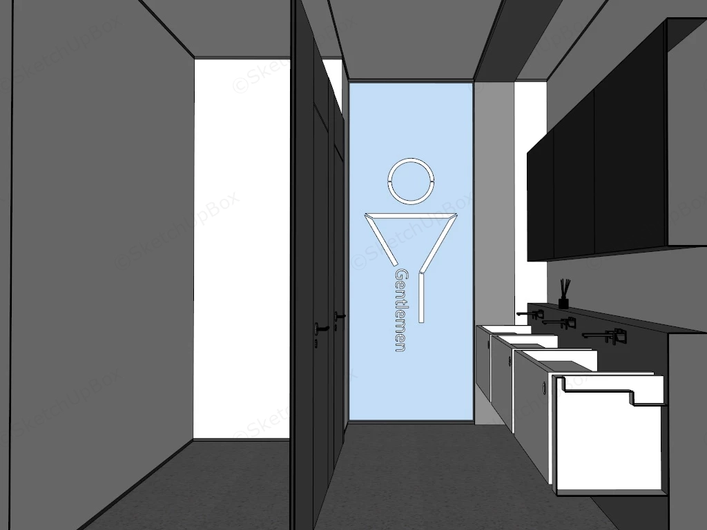 Public Gentlemen Restroom sketchup model preview - SketchupBox