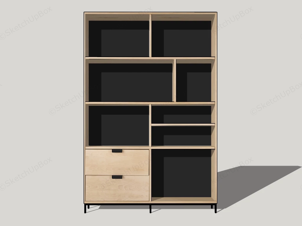 Wood Bookcase sketchup model preview - SketchupBox