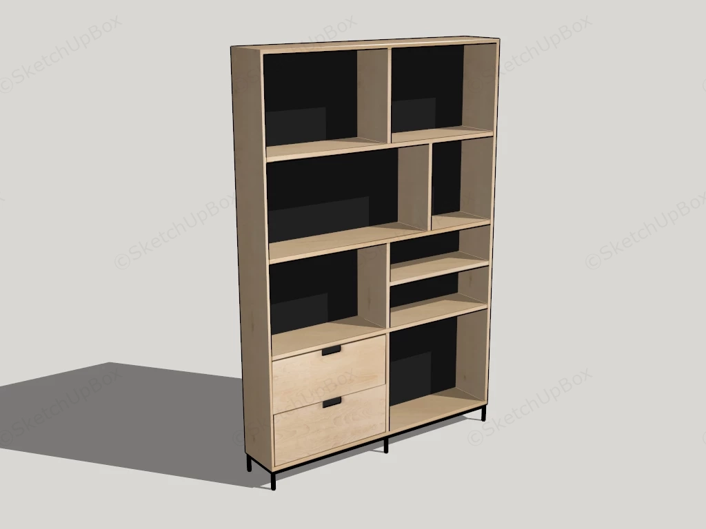 Wood Bookcase sketchup model preview - SketchupBox