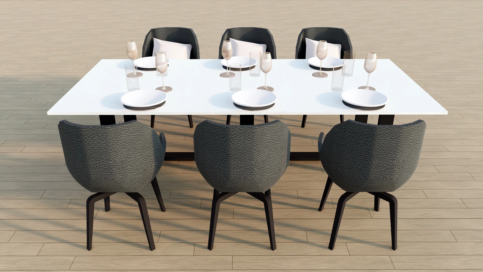 7 Piece Dining Set sketchup model preview - SketchupBox