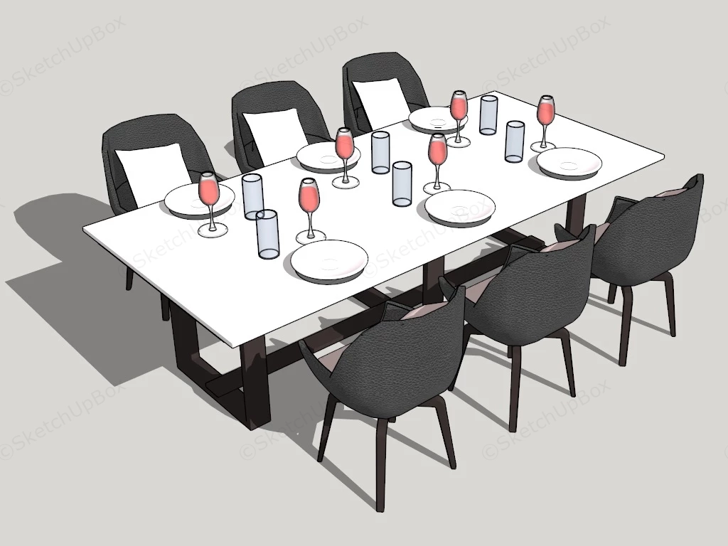 7 Piece Dining Set sketchup model preview - SketchupBox