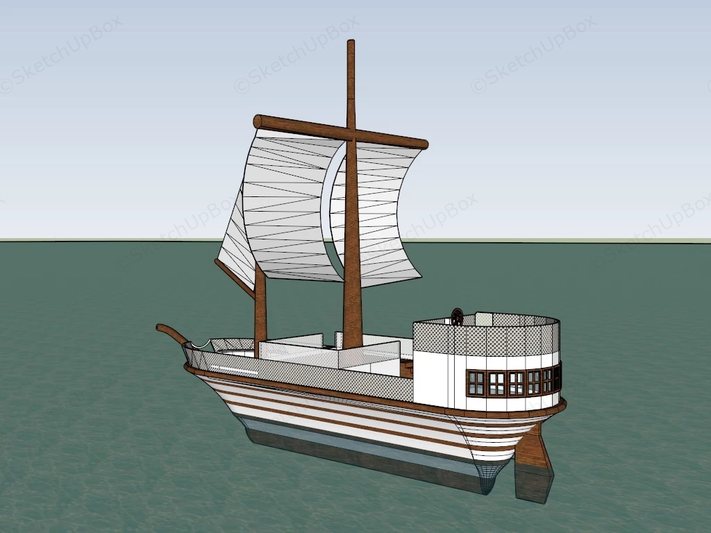 Old Sailing Boat sketchup model preview - SketchupBox