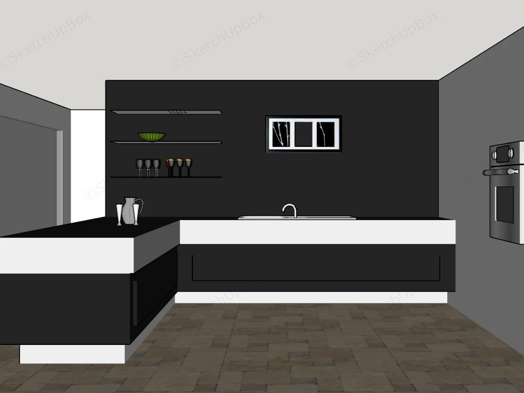 Black And White Kitchen sketchup model preview - SketchupBox