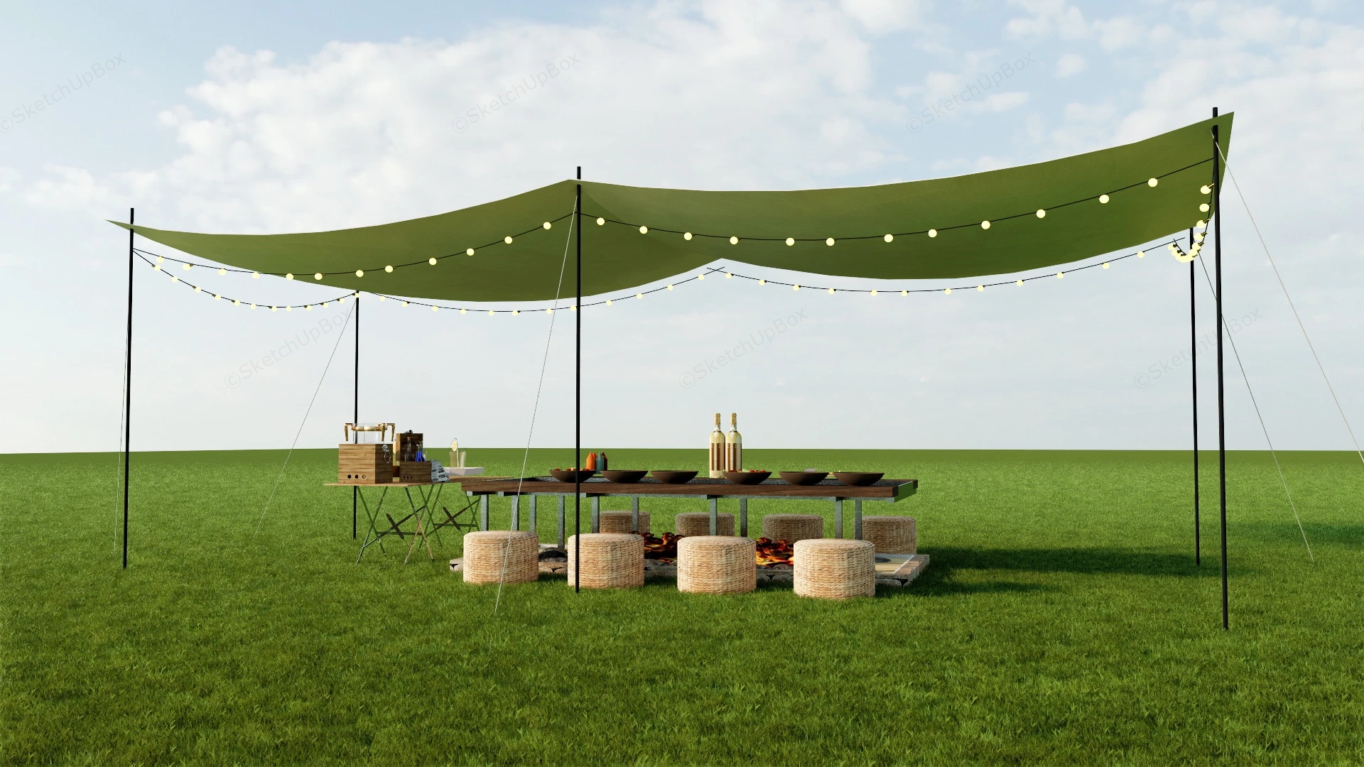 Outdoor Bbq With Canopy sketchup model preview - SketchupBox