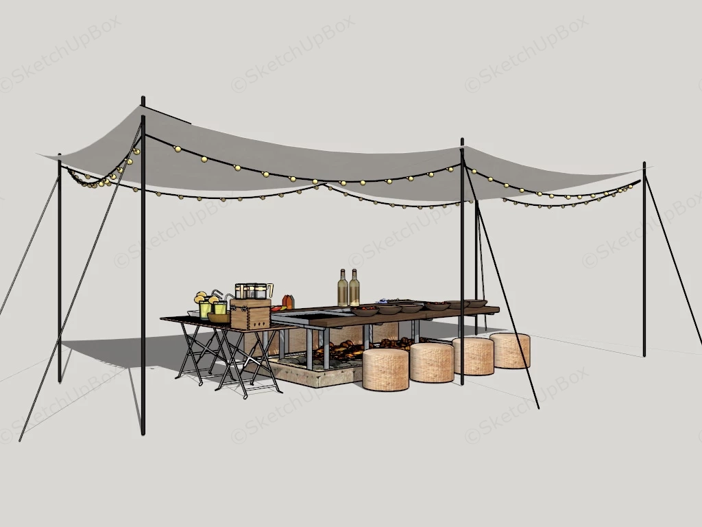 Outdoor Bbq With Canopy sketchup model preview - SketchupBox
