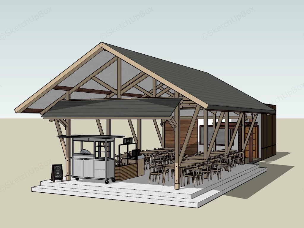 Outdoor Restaurant Design sketchup model preview - SketchupBox