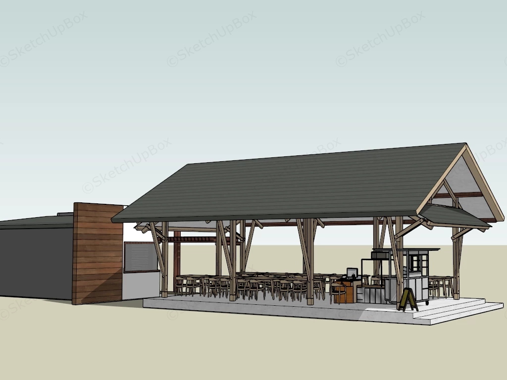 Outdoor Restaurant Design sketchup model preview - SketchupBox