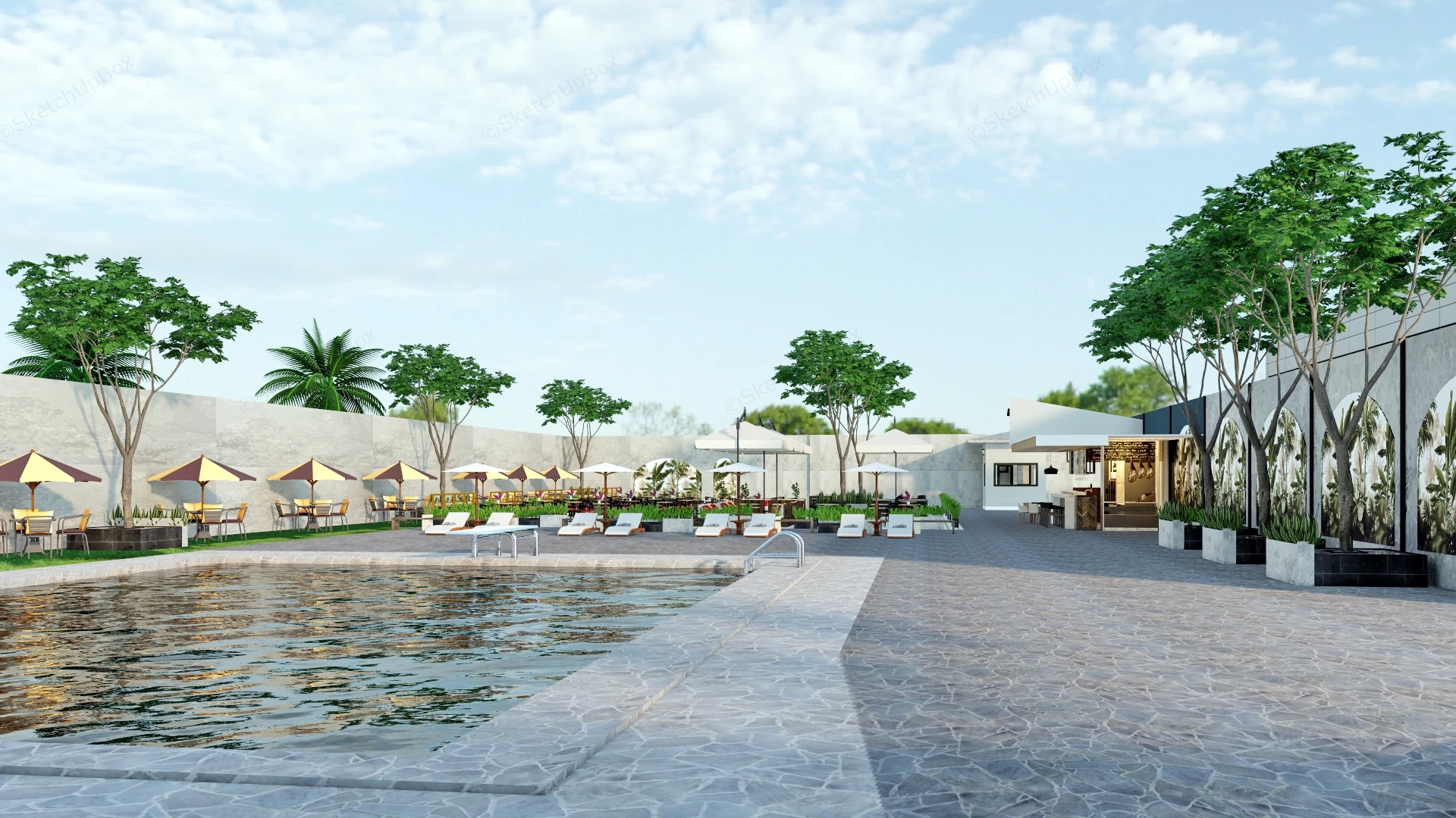 Outdoor Coffee Shop sketchup model preview - SketchupBox