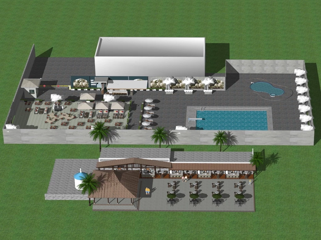 Outdoor Coffee Shop sketchup model preview - SketchupBox