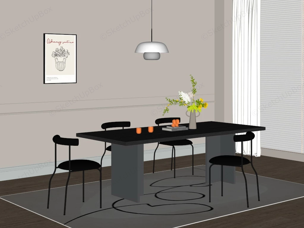 Black Dining Table Set sketchup model preview - SketchupBox