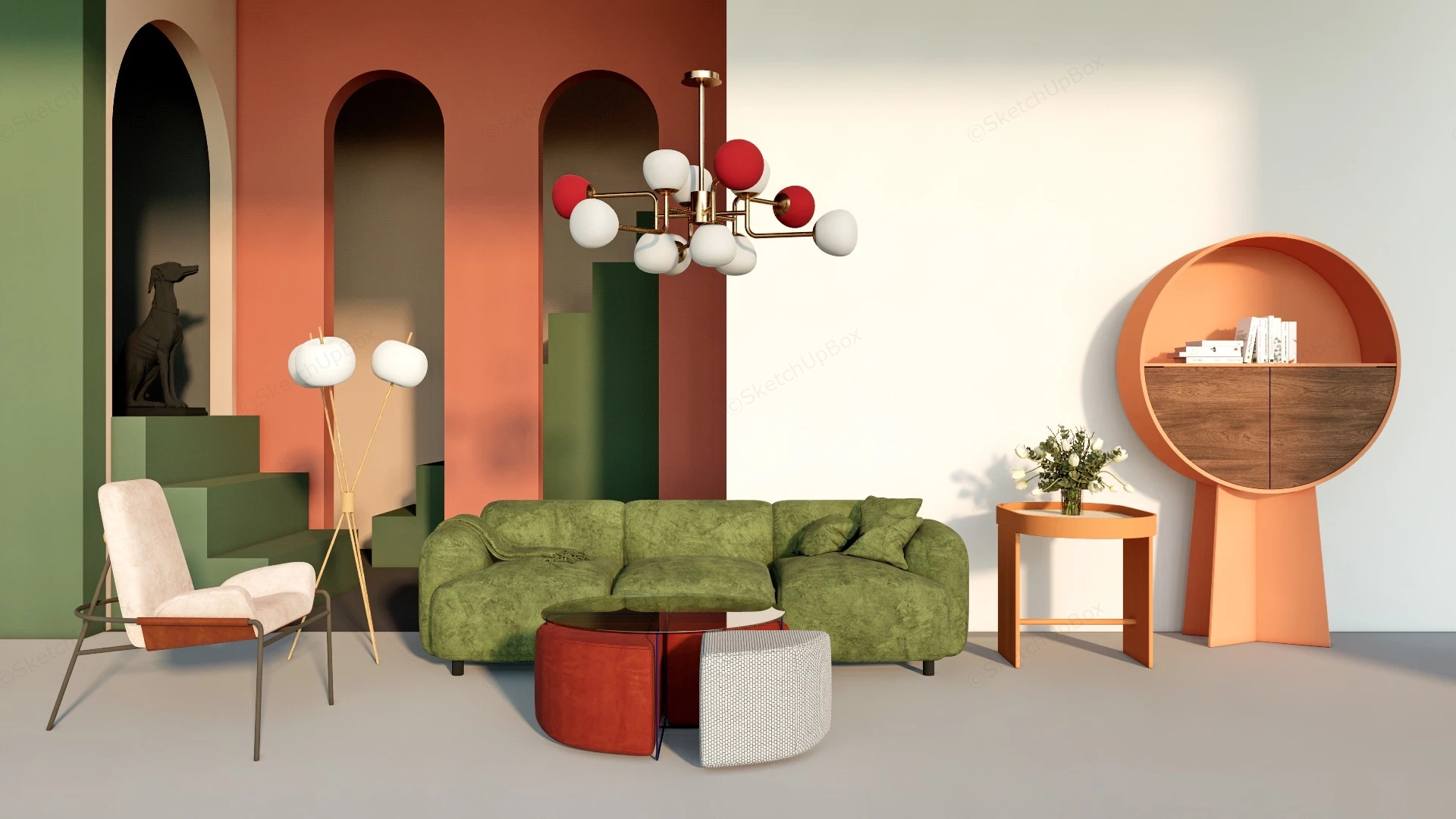 Modern Art Deco Dining Room sketchup model preview - SketchupBox