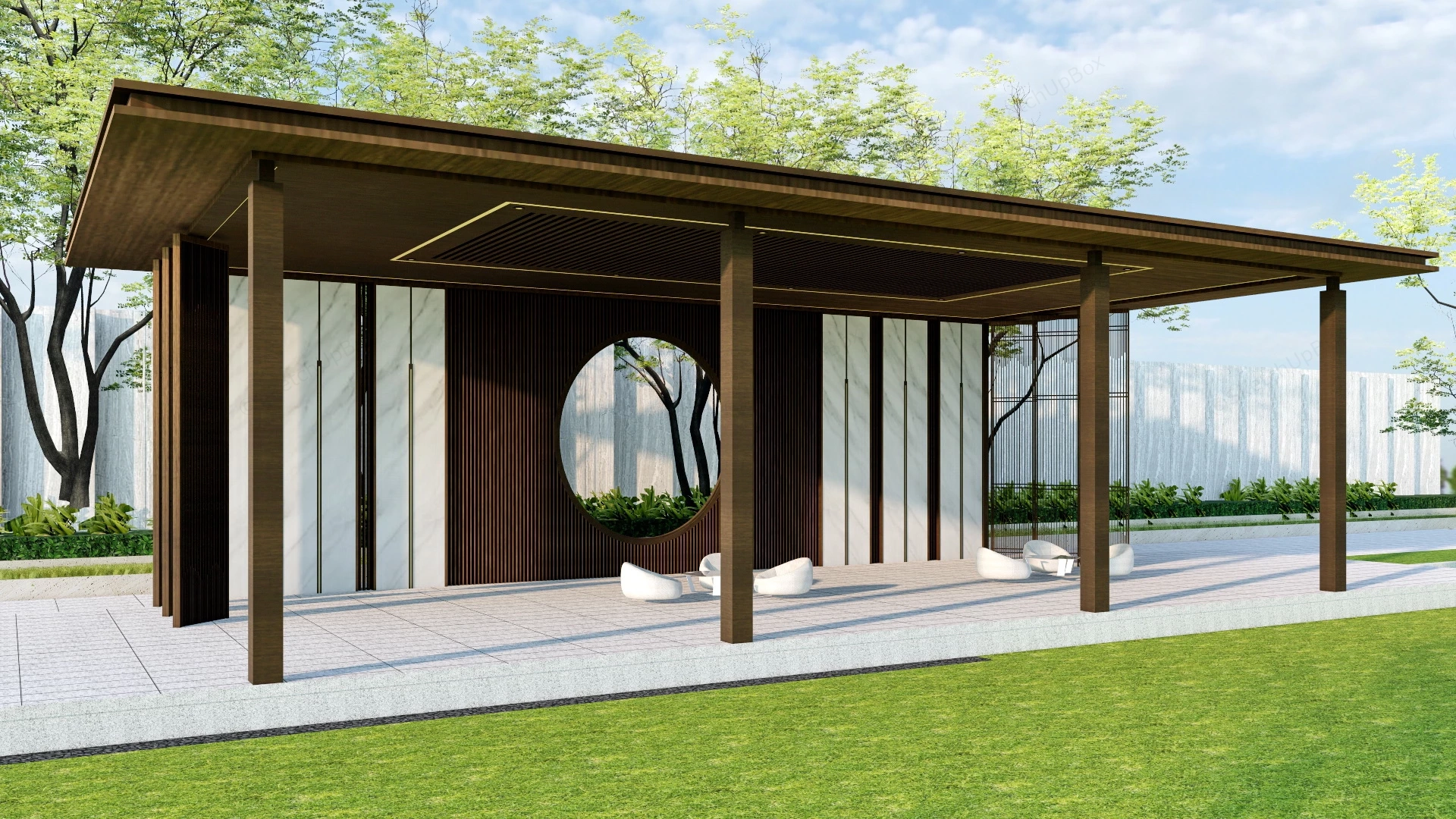 Japanese Garden Pergola sketchup model preview - SketchupBox