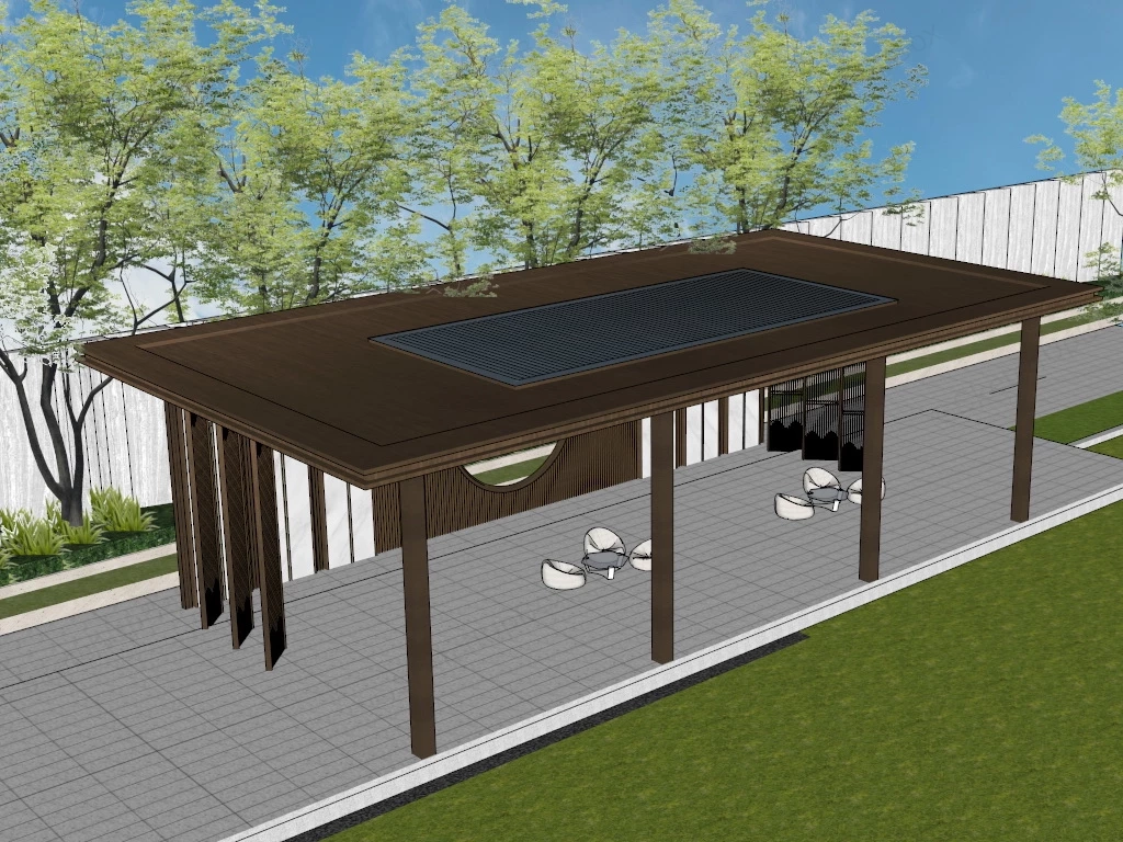 Japanese Garden Pergola sketchup model preview - SketchupBox