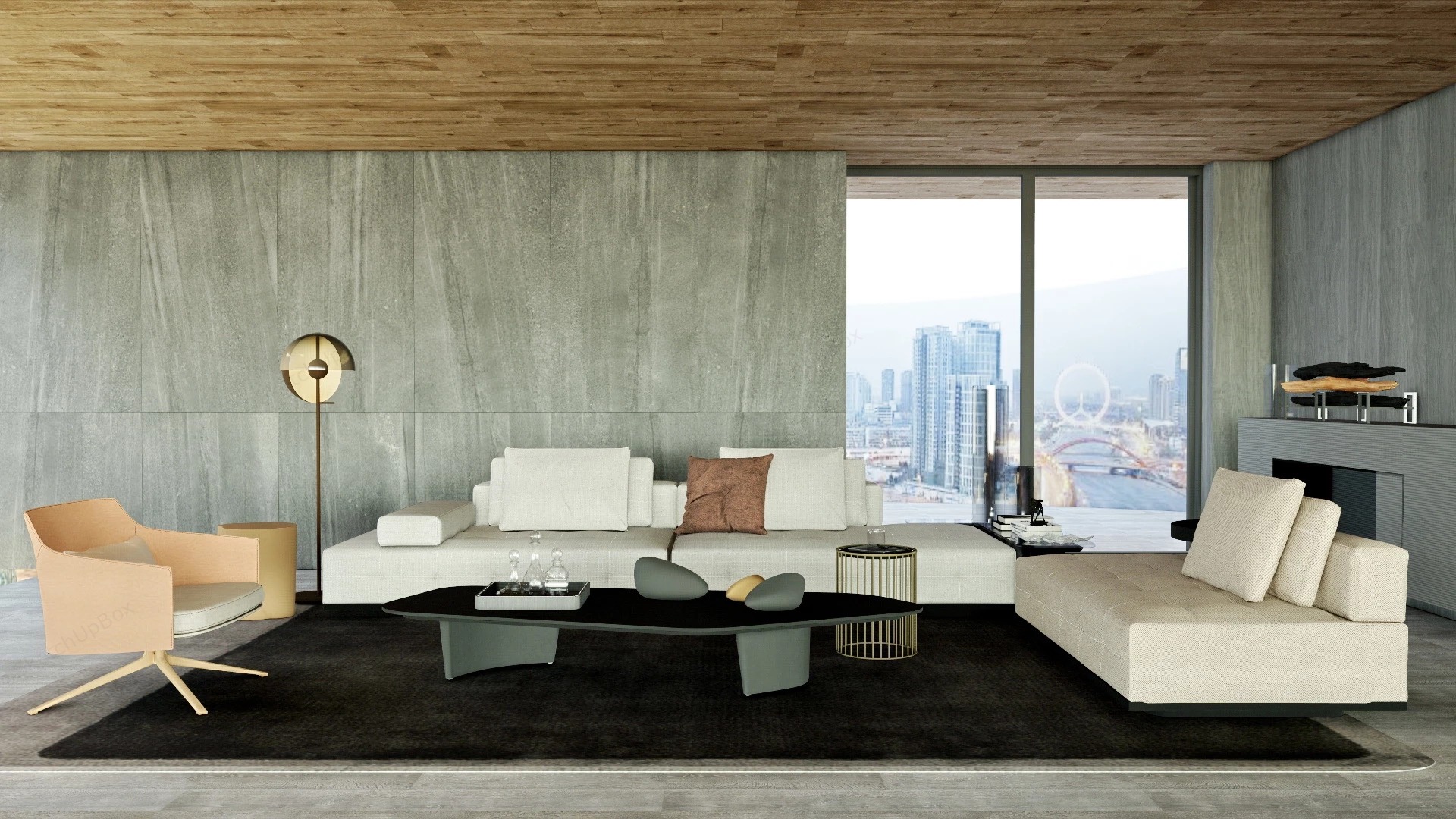 Modern Rustic Living Room sketchup model preview - SketchupBox