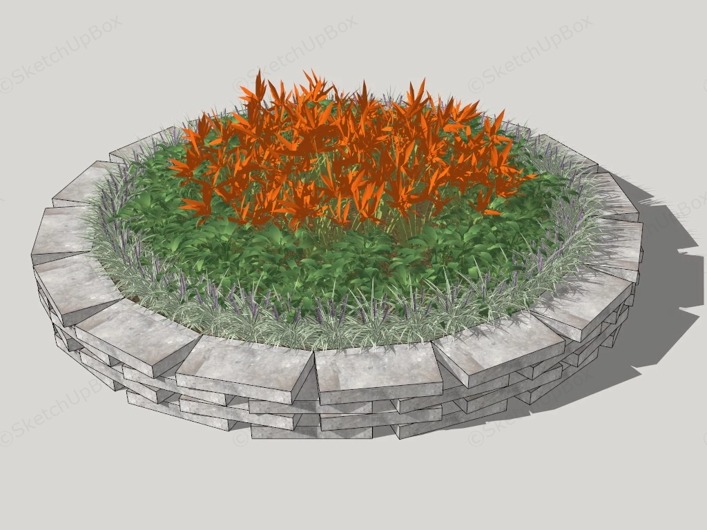 Round Raised Garden Bed sketchup model preview - SketchupBox