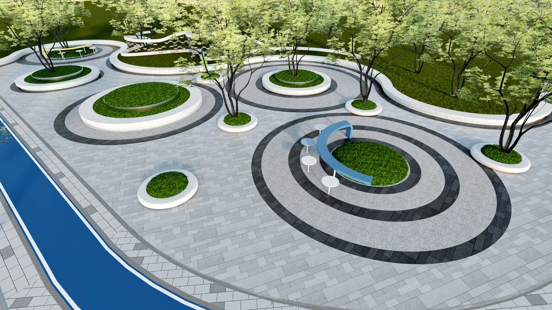 Street Garden Park sketchup model preview - SketchupBox