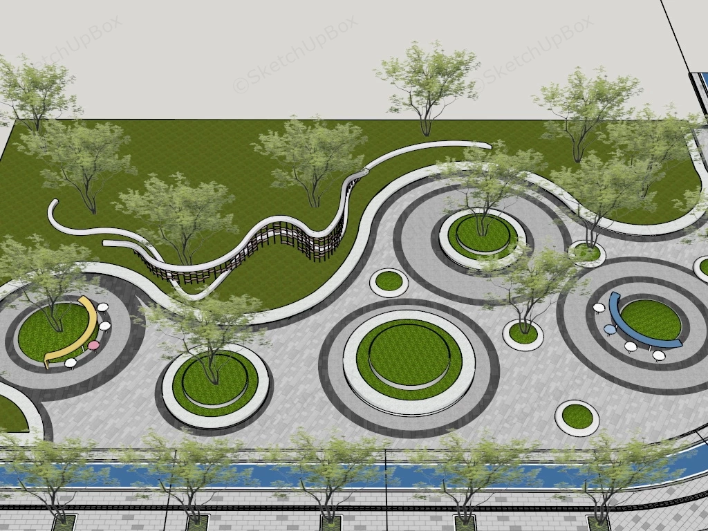 Street Garden Park sketchup model preview - SketchupBox