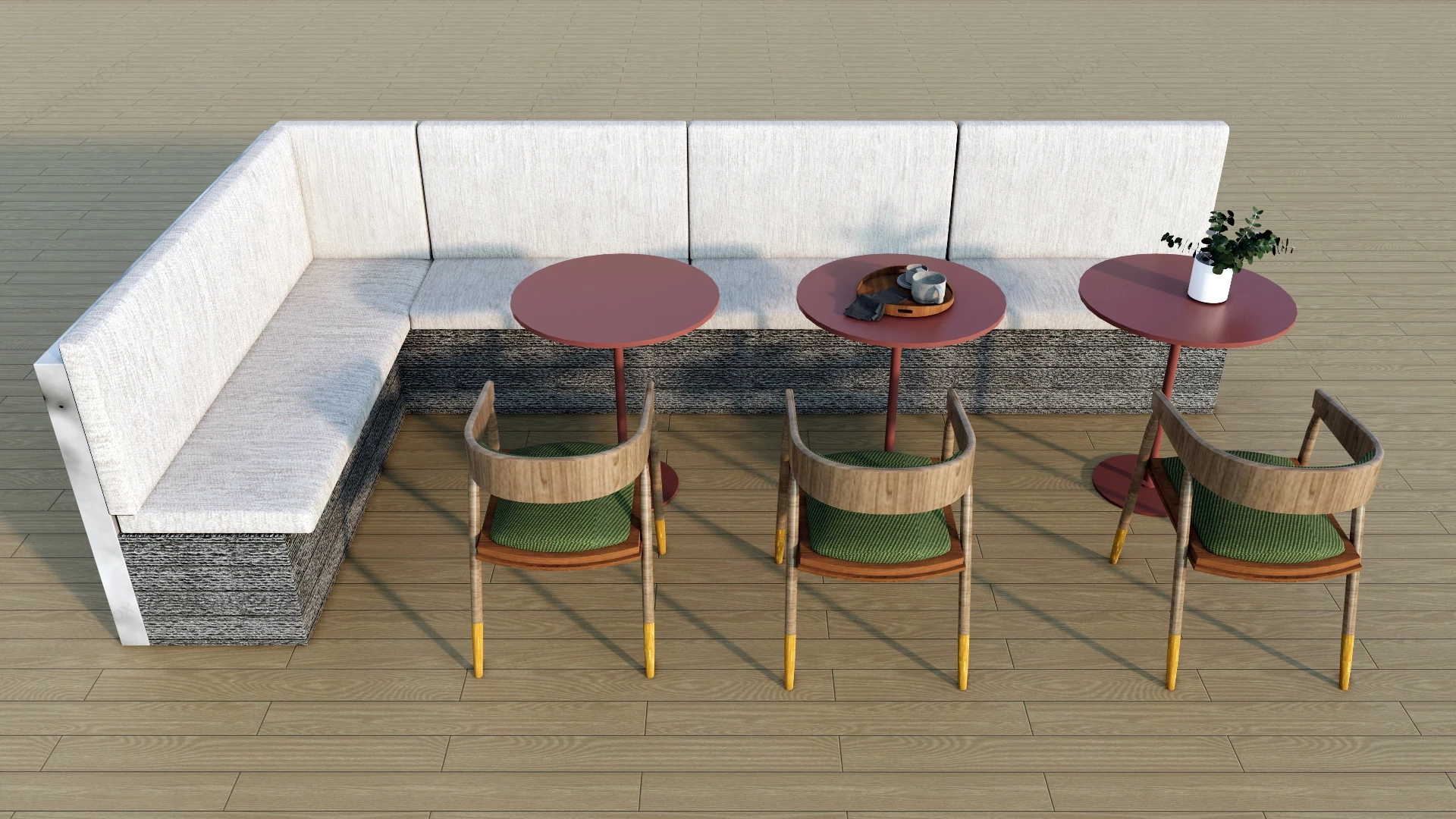 L Shaped Restaurant Booths sketchup model preview - SketchupBox