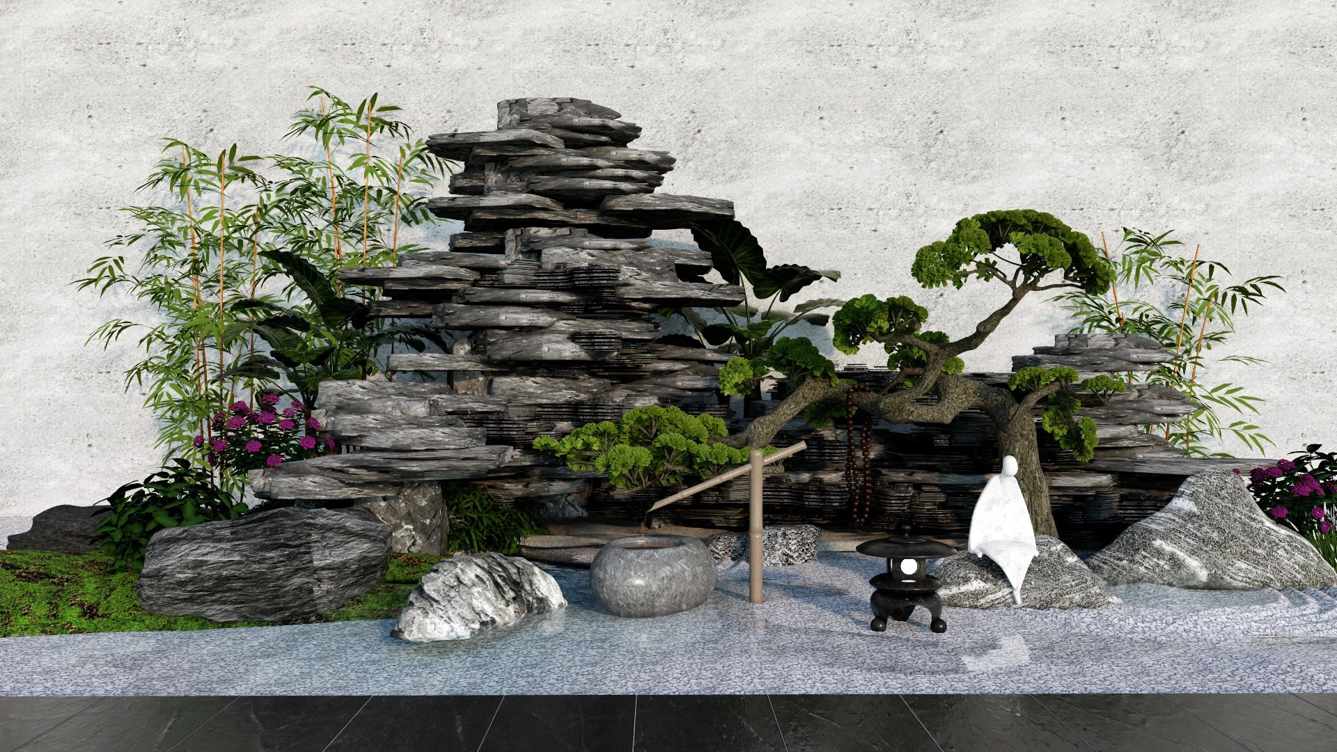 Chinese Rock Garden Design sketchup model preview - SketchupBox