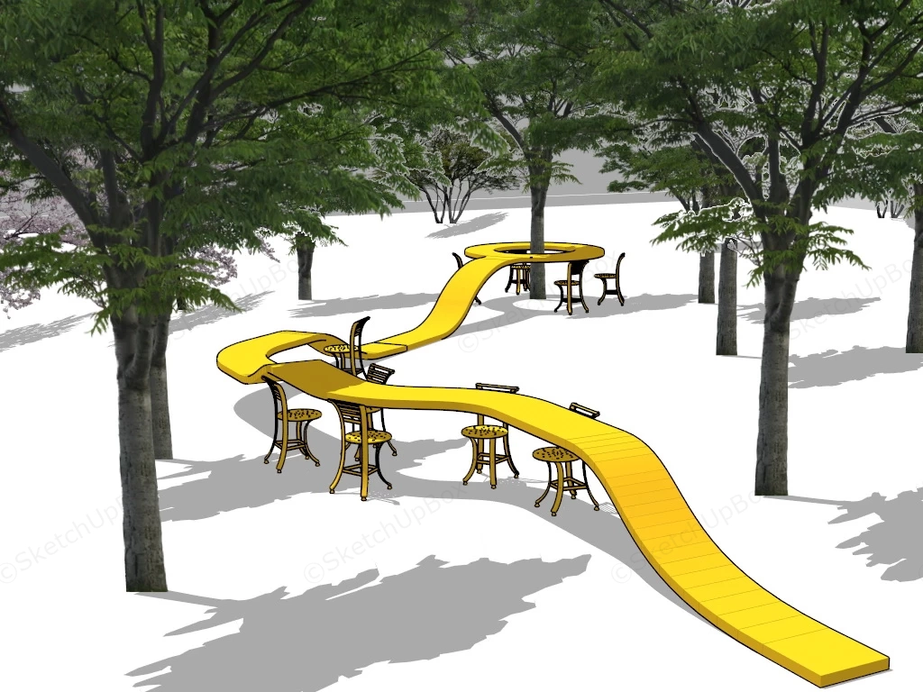Floating Yellow Bench sketchup model preview - SketchupBox