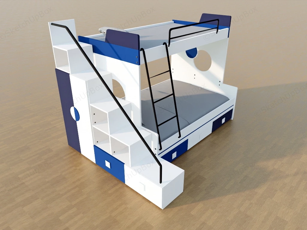 Bunk Bed With Storage sketchup model preview - SketchupBox