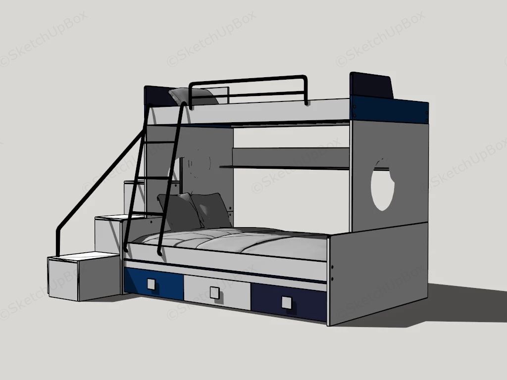 Bunk Bed With Storage sketchup model preview - SketchupBox