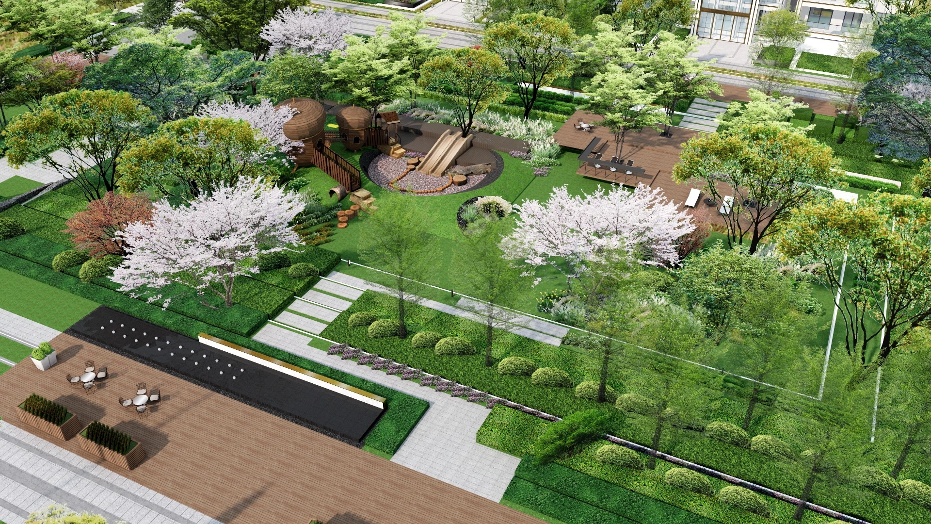 Neighborhood Park With Playground sketchup model preview - SketchupBox
