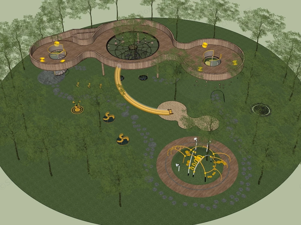 Creative Wooden Playground sketchup model preview - SketchupBox