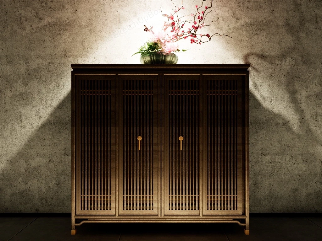 Antique Accent Console Cabinet sketchup model preview - SketchupBox