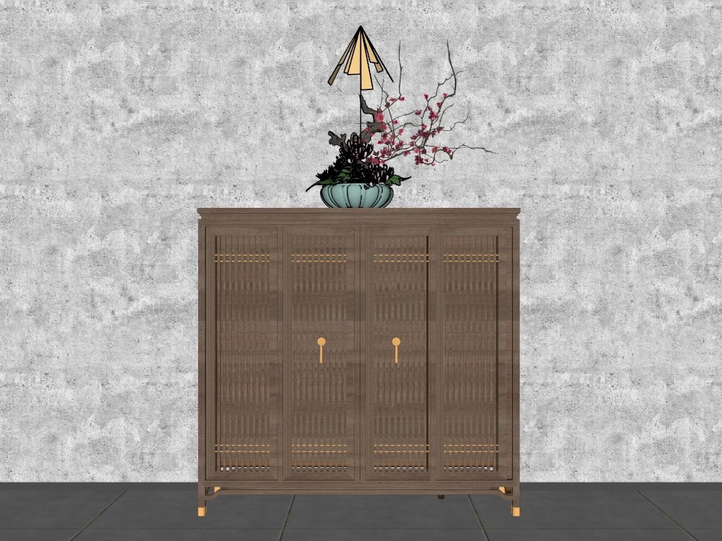 Antique Accent Console Cabinet sketchup model preview - SketchupBox