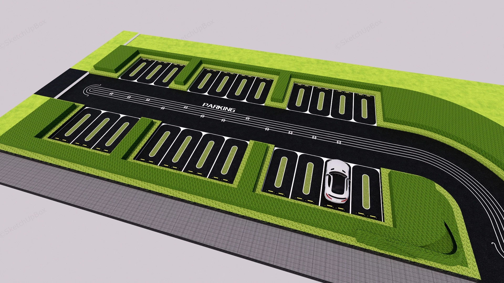 Small Car Parking Design sketchup model preview - SketchupBox