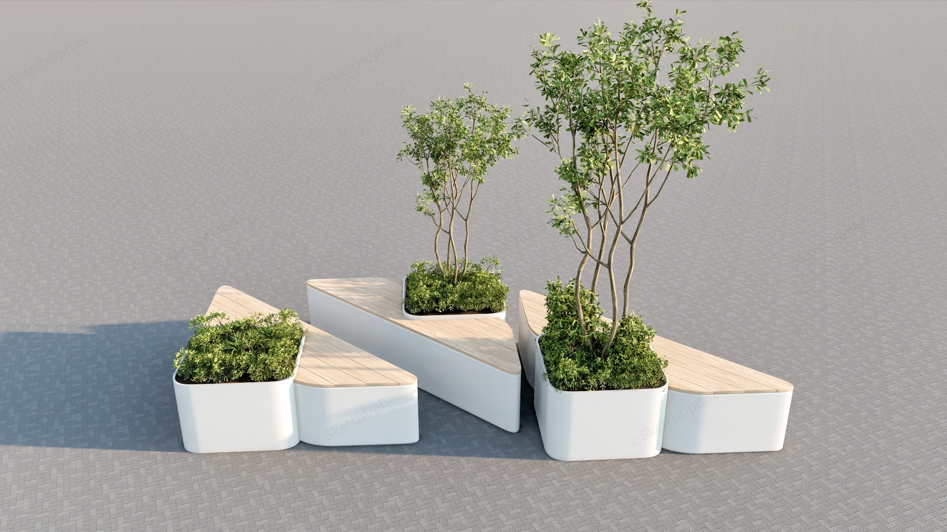 Outdoor Planter Bench Design sketchup model preview - SketchupBox