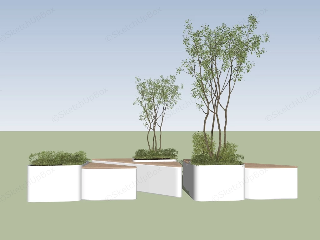 Outdoor Planter Bench Design sketchup model preview - SketchupBox