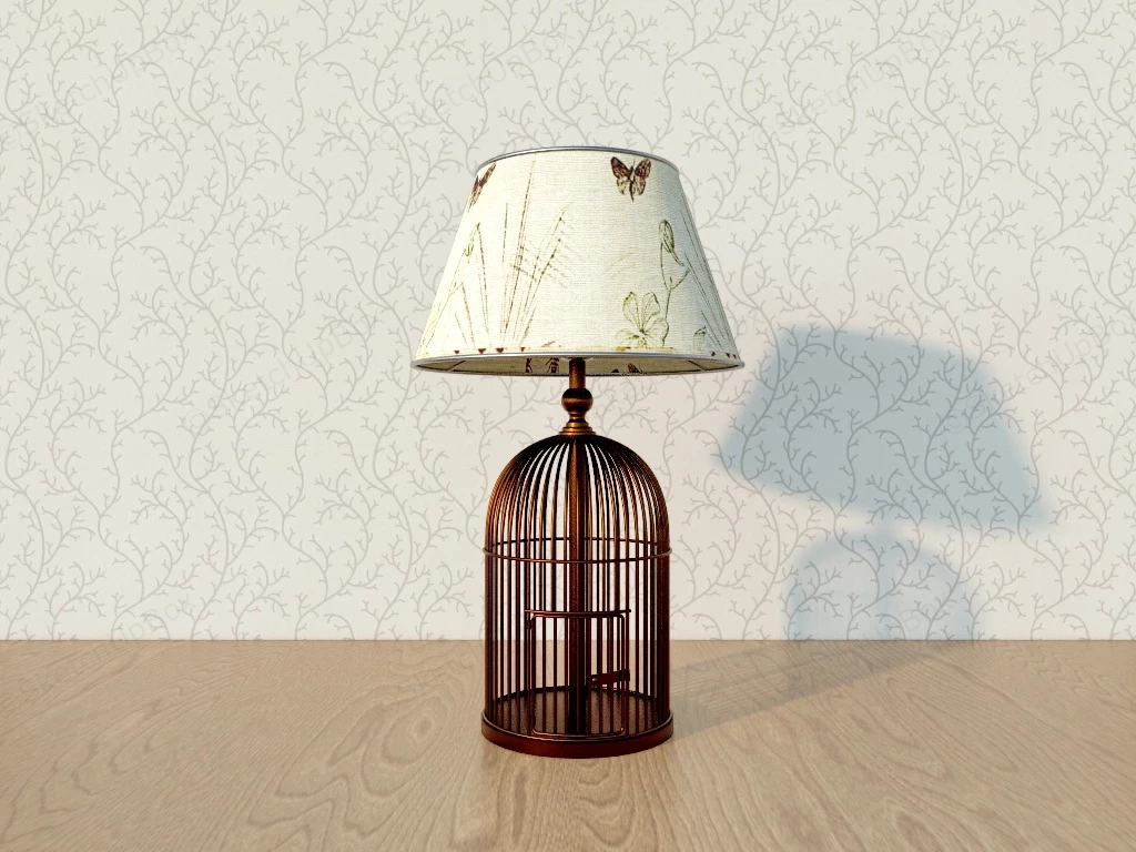 Bronze Birdcage Table Lamp sketchup model preview - SketchupBox