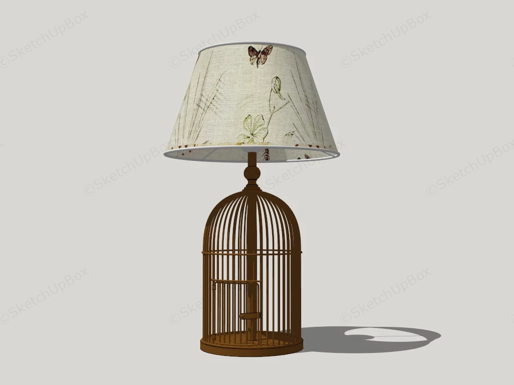 Bronze Birdcage Table Lamp sketchup model preview - SketchupBox