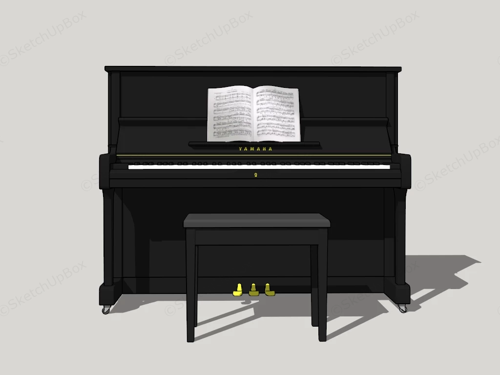 Yamaha Upright Piano sketchup model preview - SketchupBox