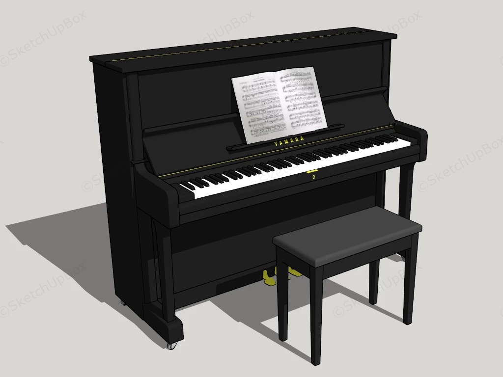 Yamaha Upright Piano sketchup model preview - SketchupBox