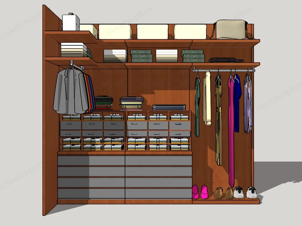 Open Wardrobe sketchup model preview - SketchupBox